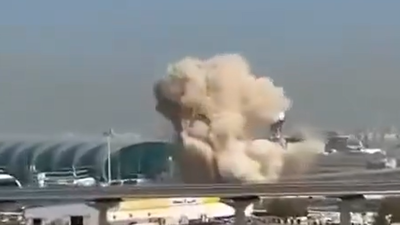 Watch: Moment Iranian drone struck Dubai International Airport's runway