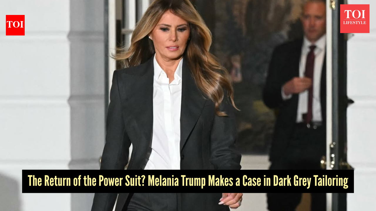 Melania Trump Revives Power Dressing with Dark Grey Pantsuit, Sparking Online Debates