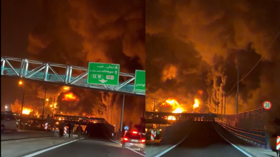  Massive inferno erupts after explosions – video