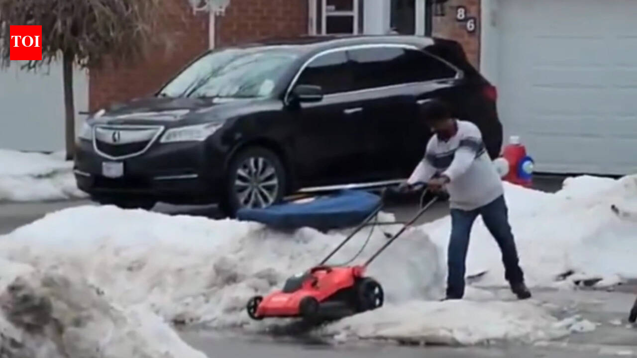 Video of Brampton man clearing snow with lawnmower goes viral: 'Not the best and brightest'