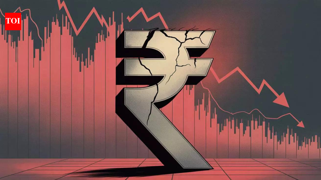 Rupee hits all-time low: Currency falls 53 paise to close at 92.35 against US dollar – The Times of India
