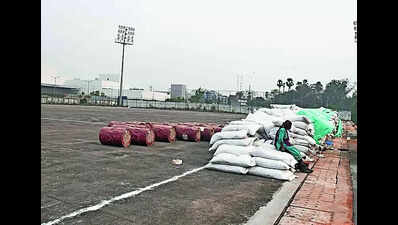 International-standard hockey turf nears completion in city