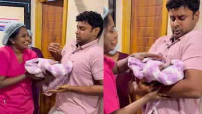 First-time father’s adorable, nervous reaction to holding baby goes viral