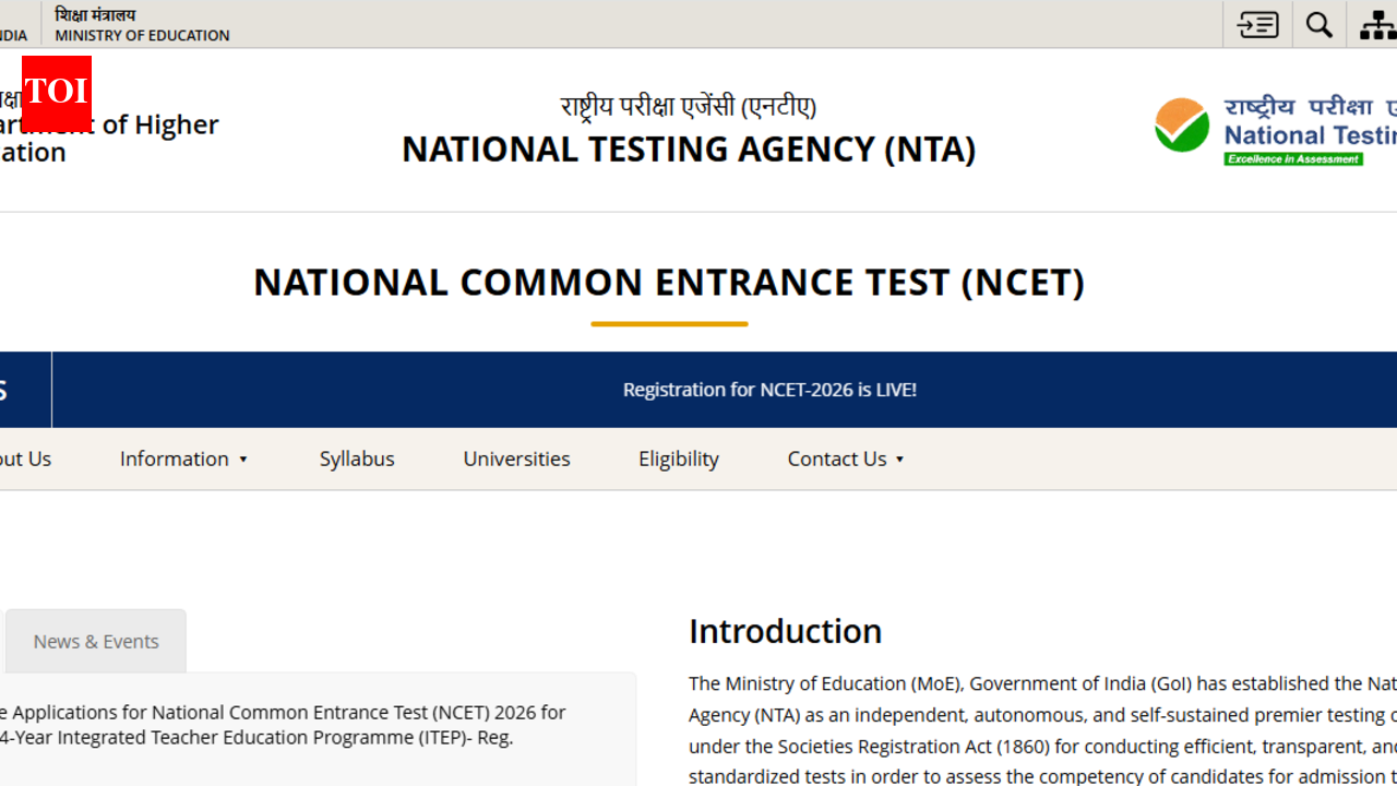 NTA NCET 2026 registration window closes today at exams.nta.nic.in: Direct link to apply here