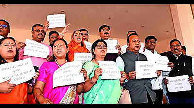 Ajsu-P MLA marshalled out for unruly behaviour