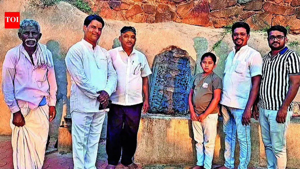 Class 5 girl uncovers centuries-old hero stone off B'gavi village temple