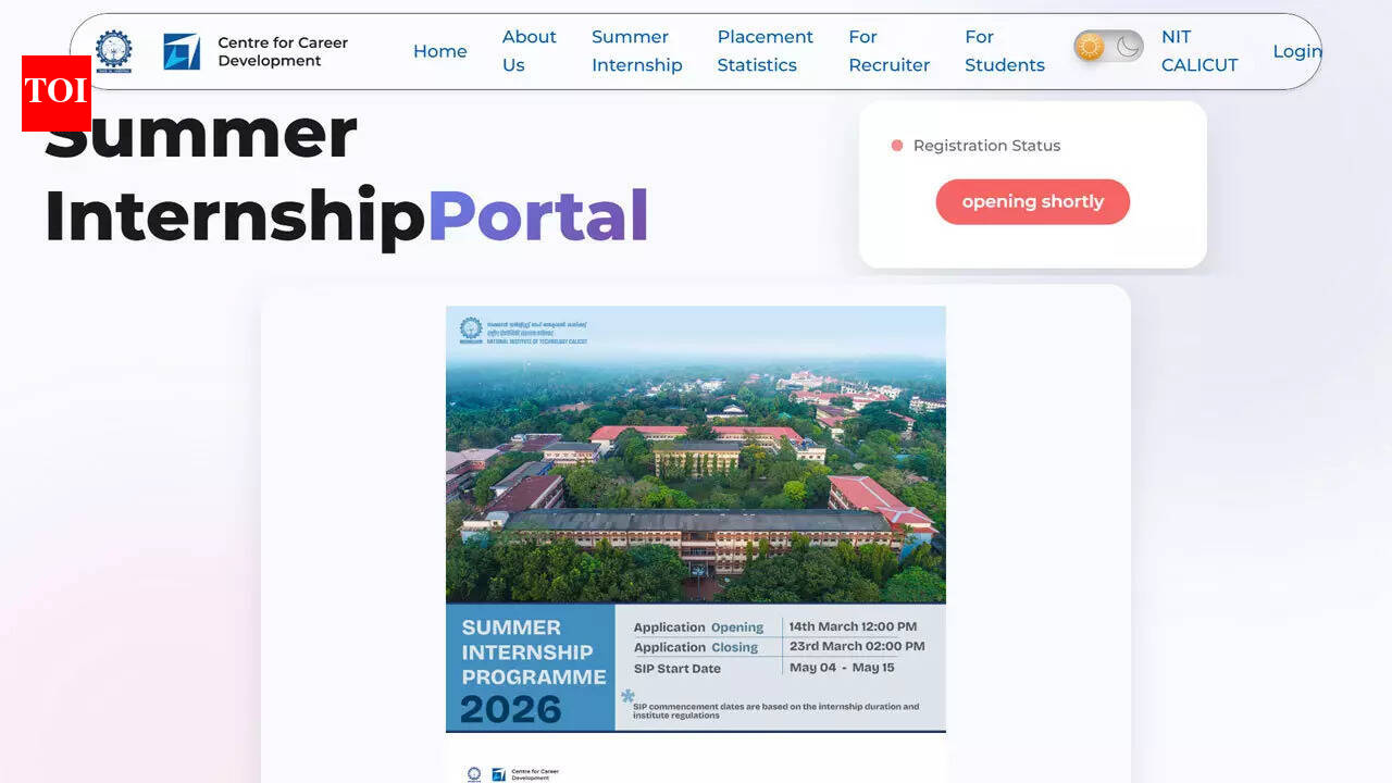 NIT Calicut opens applications for Summer Internship Programme 2026 with 60 and 30 day options for UG and PG students; check details here