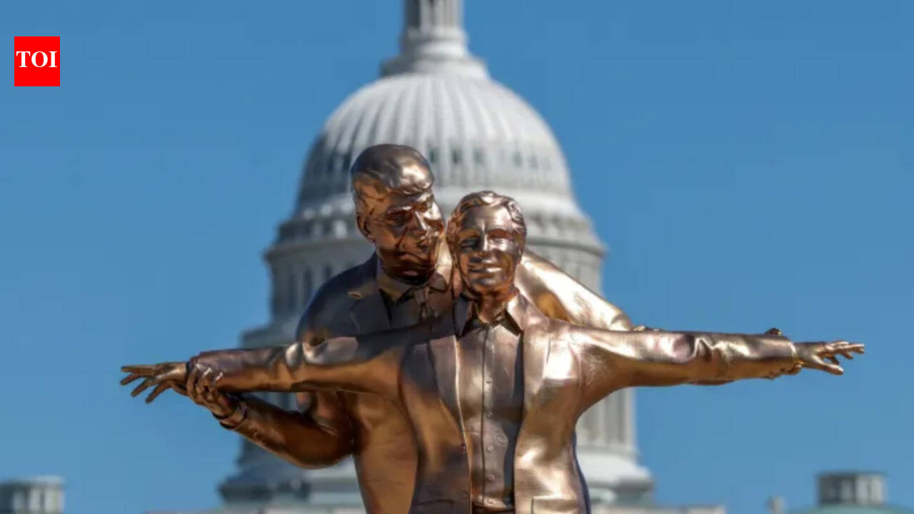 'Tragic love story': Statue of Trump and Epstein in iconic 1997 Titanic pose spotted in Washington DC