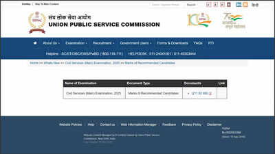 UPSC releases marks of recommended candidates for Civil Services Examination 2025; check who scored how many marks