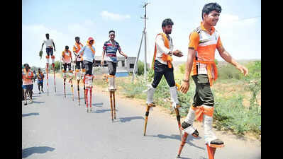 Pilgrims walk hundreds of km in blazing sun to Srisailam