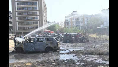 Ahmedabad: 15 cars gutted in fire at open plot in Sola