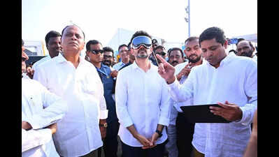 Lokesh lays foundation for Sagar Defence shipbuilding centre in Nellore district