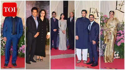 Salman Khan, Sachin Tendulkar, Aamir Khan, Rekha attend Sooraj Barjatya’s daughter Eesha’s grand wedding reception in Mumbai