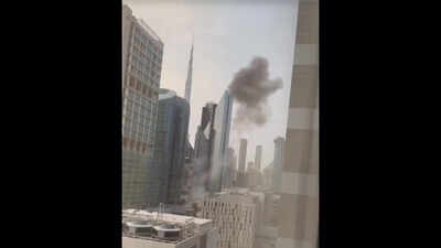 Dubai targeted again: Video shows thick black smoke after blasts rock financial hub, debris hits building