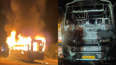 1 dead, 6 injured as sleeper bus from Jaisalmer to Ahmedabad catches fire