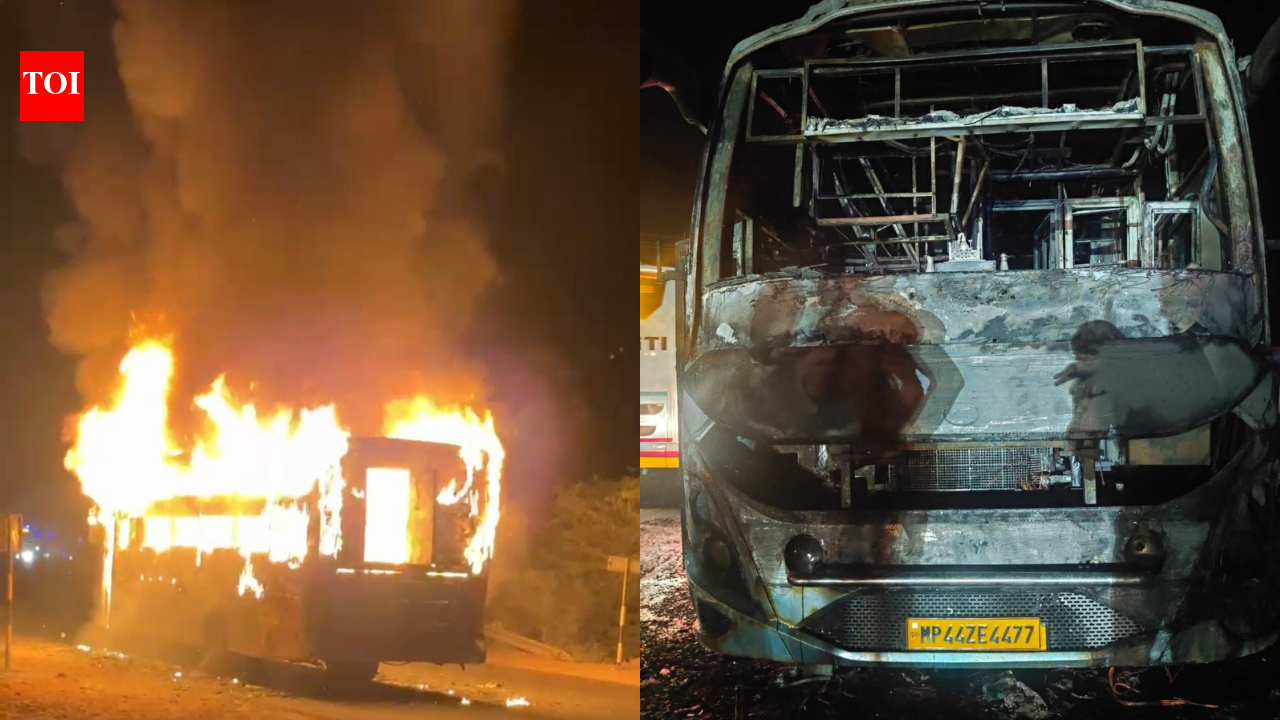 1 dead, 6 injured as sleeper bus from Jaisalmer to Ahmedabad catches fire