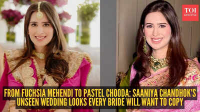 Arjun Tendulkar's wife Saaniya Chandhok’s pink mehendi and pastel chooda looks steal the show in unseen wedding pictures