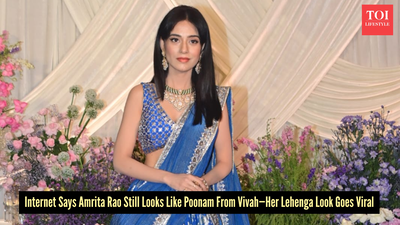 Amrita Rao’s traditional blue lehenga look at 44 reminds fans of Vivah’s Poonam - See pics