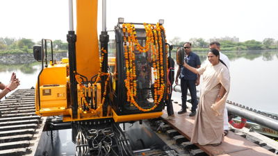 Delhi CM Gupta launches amphibious excavator machine to clean Najafgarh drain