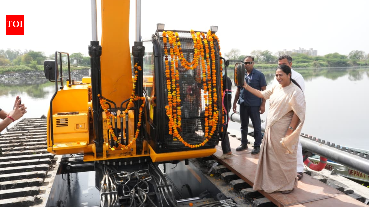 Delhi CM Gupta launches amphibious excavator machine to clean Najafgarh drain