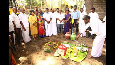 Bhoomi Pooja for new corporation school building