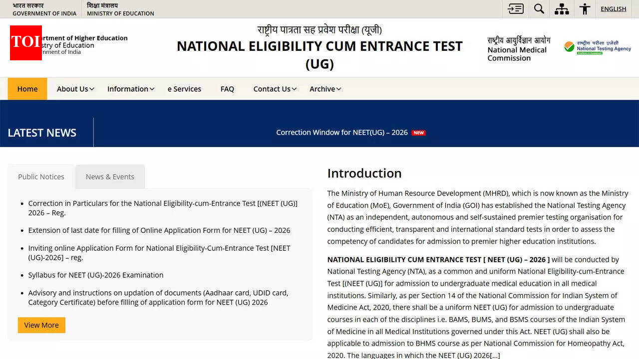 NTA to close NEET UG 2026 application correction window today at 11:50 PM: Edit details here