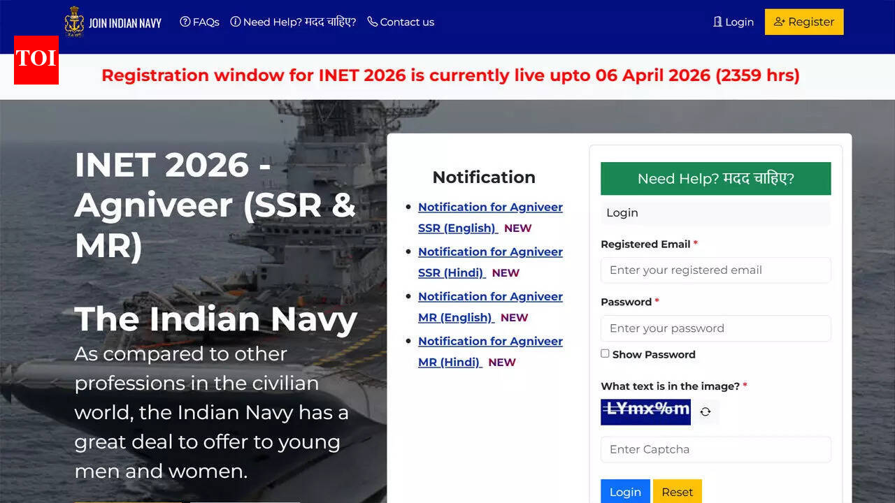 Indian Navy begins INET 2026 registration for Agniveer SSR, MR and SSR Medical recruitment; apply here