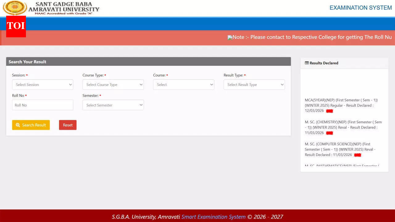 SGBAU releases Winter 2026 semester results for multiple UG and PG programmes
