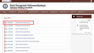 RDVV B. Pharmacy VI semester result 2026 out at rdunijbpin.org; download PDF here