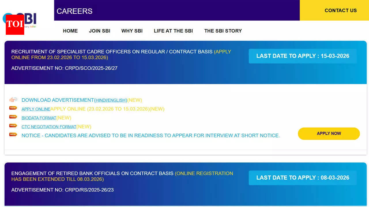 SBI SCO recruitment 2026 last date today to apply for AVP and Deputy Manager posts; check direct link here