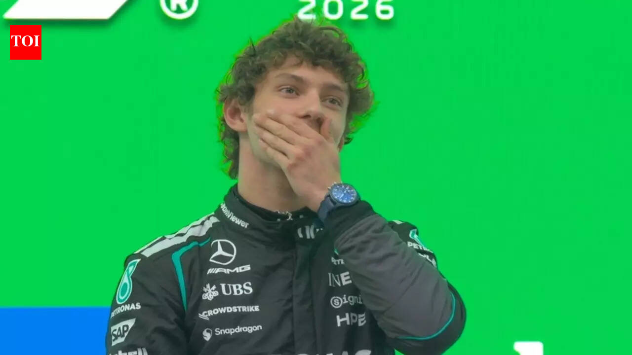 Kimi Antonelli breaks down after winning Chinese Grand Prix, Lewis Hamilton joins him on podium: “I'm so happy for you”