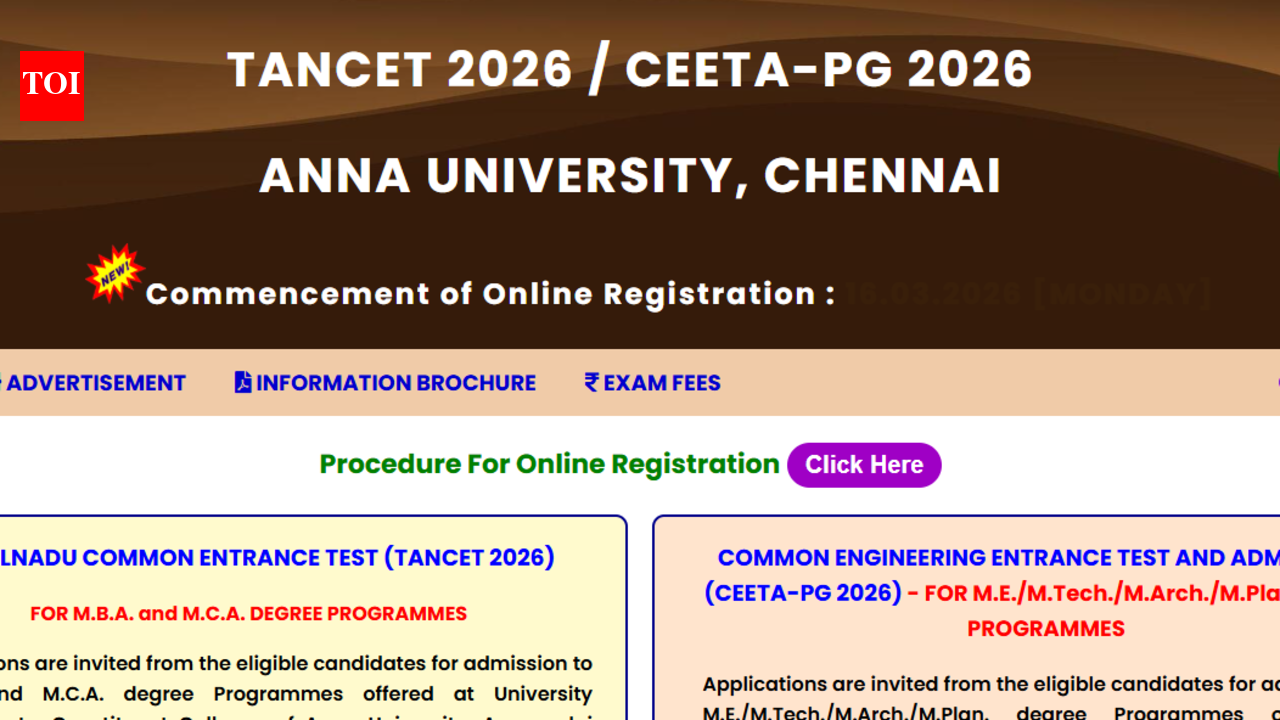 Anna University TANCET, CEETA-PG 2026 registration begins at annauniv.edu: Check steps to apply here