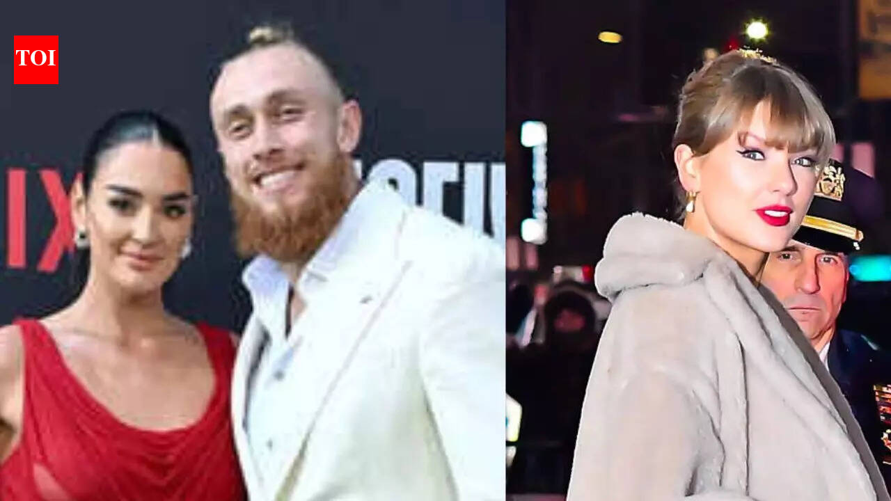 Claire Kittle shares a romantic sunset kiss with George Kittle while reflecting on Taylor Swift’s tight end university moment