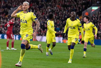 EPL: Late Richarlison goal rescues Tottenham at Liverpool; Manchester United beat Aston Villa 3-1 | Football News – The Times of India