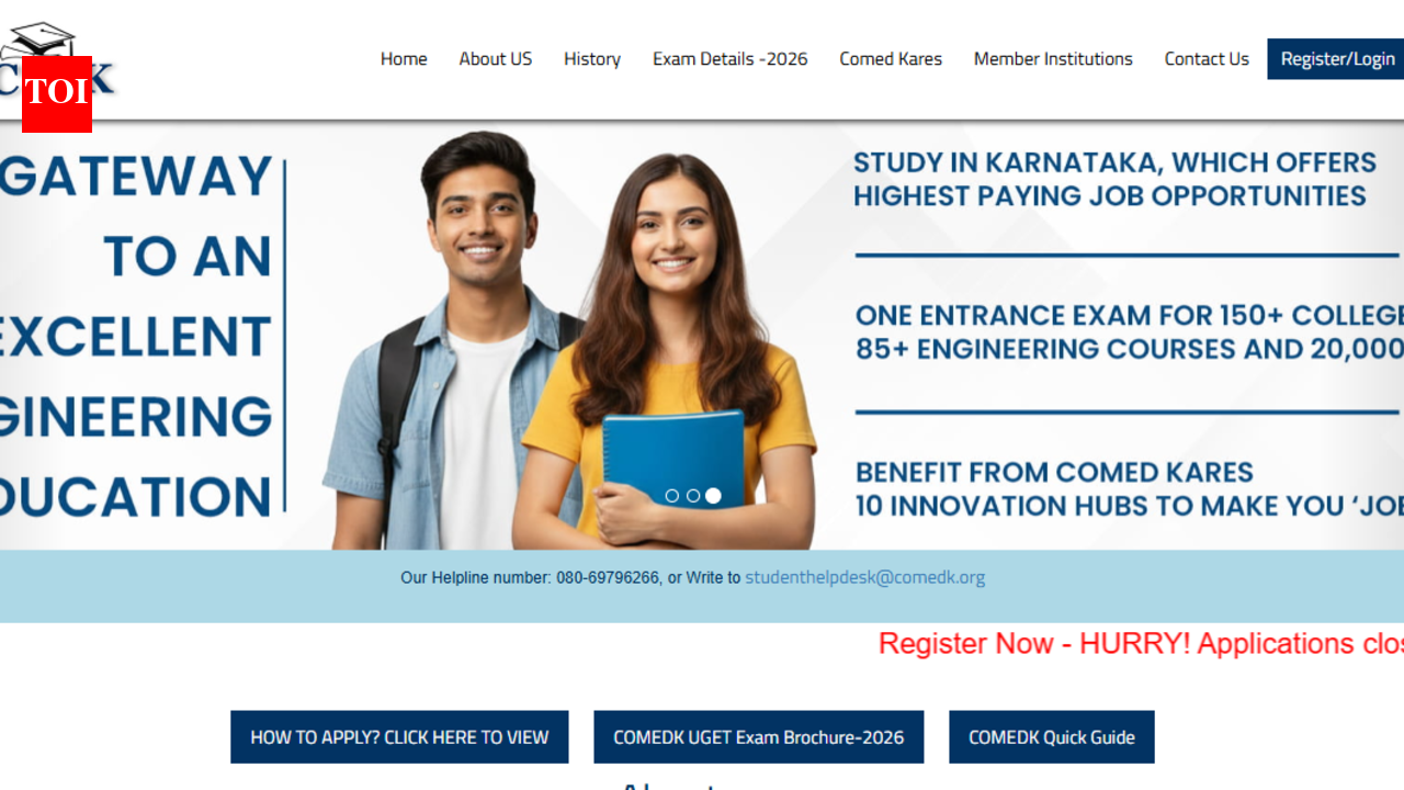 COMEDK UGET 2026 registration ends today at comedk.org: Direct link to apply here