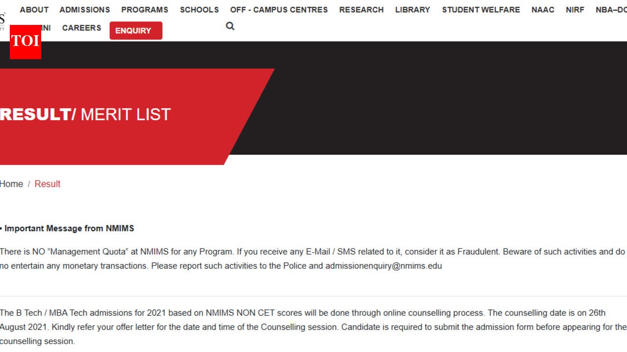 NMIMS MBA 2026 final admission results announced: Direct link to check merit list here