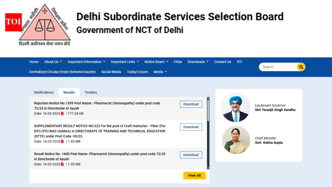 डीएसएसएसबी ने कई पदों के लिए परिणाम dsssb.delhi.gov.in पर जारी किया: फार्मासिस्ट, क्राफ्ट इंस्ट्रक्टर के लिए मेरिट सूची डाउनलोड करने के लिए सीधा लिंक यहां