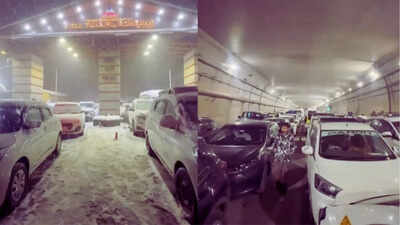 Chaos in Atal Tunnel: Over 1,000 vehicles trapped, tourists spend freezing night in cars as heavy snow blocks Manali highway — watch