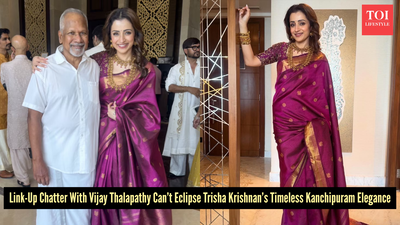 Link-up buzz with Thalapathy Vijay fades as Trisha Krishnan’s Kanchipuram saree takes centre stage