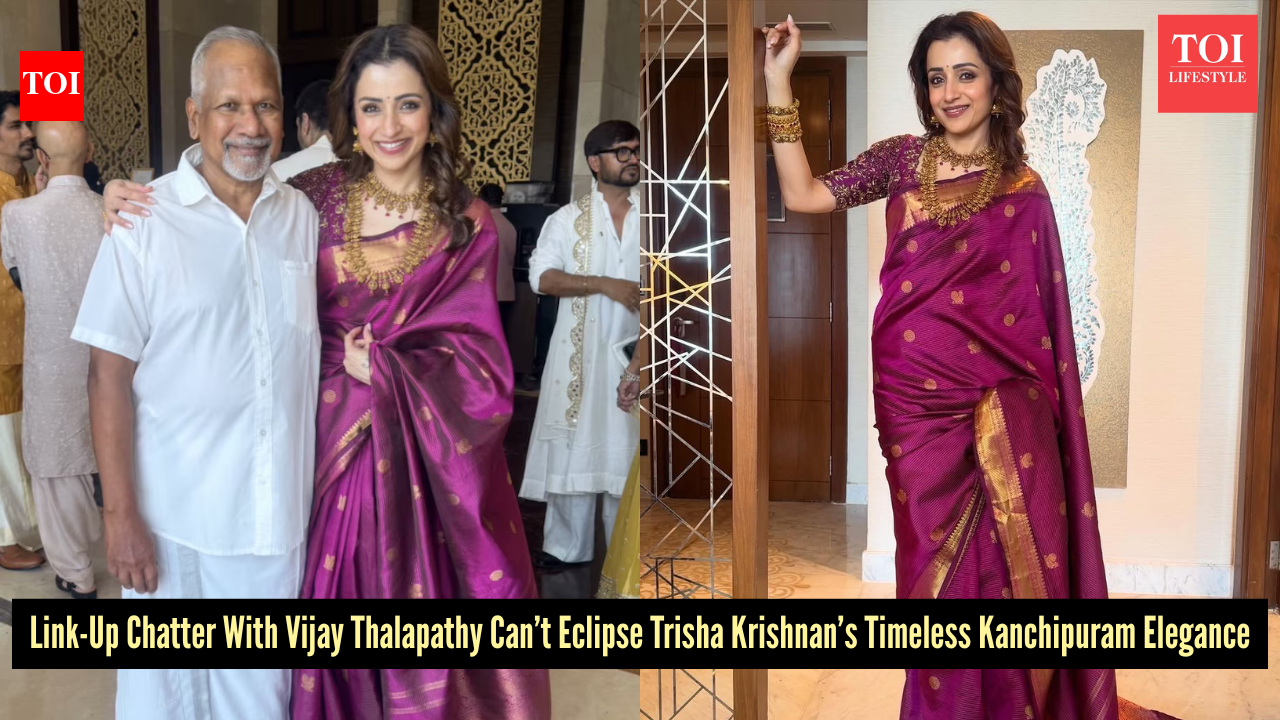 Link-up buzz with Thalapathy Vijay fades as Trisha Krishnan’s Kanchipuram saree takes centre stage