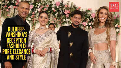 Vanshika Chadha stuns in off-white saree at Reception, Kuldeep Yadav looks dashing in black
