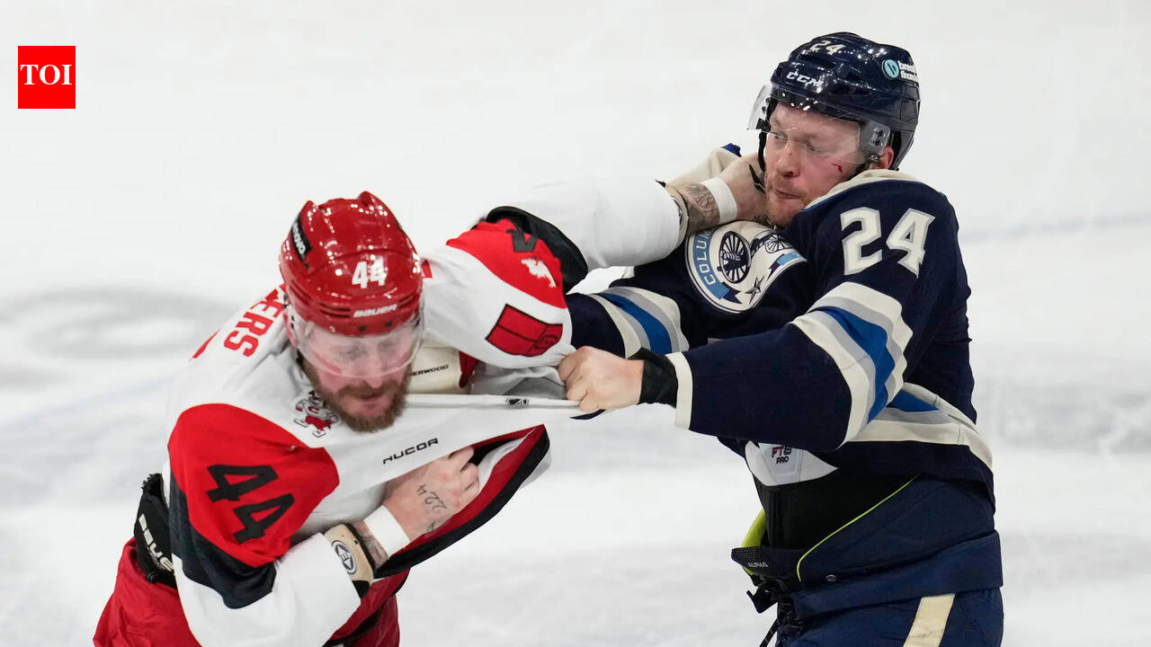 Mathieu Olivier And Nicolas Deslauriers Fight In Columbus Blue Jackets and Carolina Hurricanes NHL Match