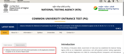 CUET PG 2026 admit card released for March 24, 25, 27 exams at exams.nta.nic.in: Direct link to download hall tickets here