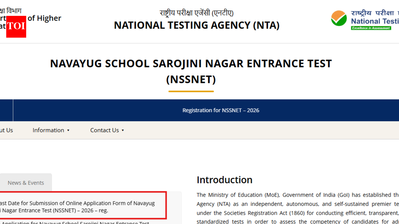 NSSNET 2026 registration deadline extended for Class 6, 7 admissions: Check new date, direct link to apply