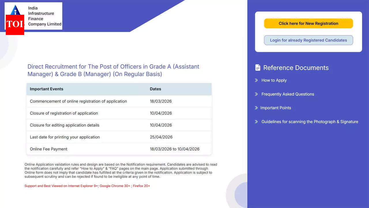 IIFCL भर्ती 2026: IIFCL ने iifcl.in पर ग्रेड ए और ग्रेड बी पदों की भर्ती शुरू की, 10 अप्रैल तक यहां आवेदन करें
