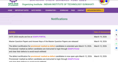 GATE result 2026 released at gate2026.iitg.ac.in: Direct link to download scorecards here