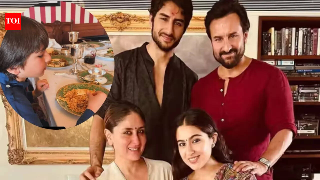 Saif Ali Khan, Kareena Kapoor Khan's son Taimur enjoys Biryani on Eid, Ibrahim Ali Khan gives a sneak peek into the celebrations