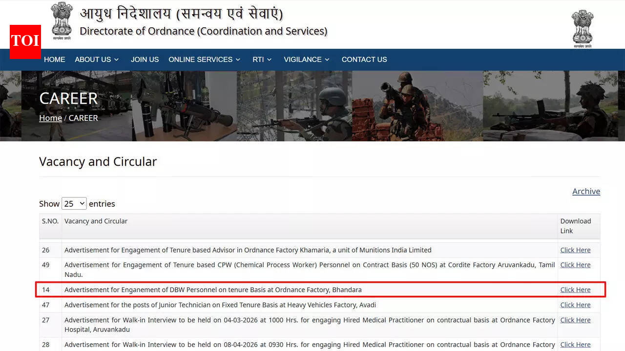 आयुध निर्माणी भंडारा भर्ती 2026: एमआईएल के तहत 400 डीबीडब्ल्यू पदों पर ऑफ़लाइन आवेदन करें; विवरण यहां जांचें