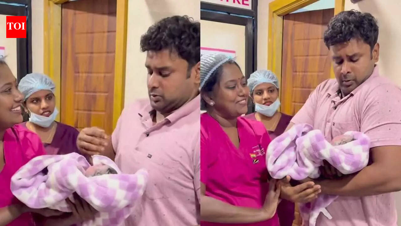 Emotional moment of new father getting nervous holding his newborn for the first time goes viral