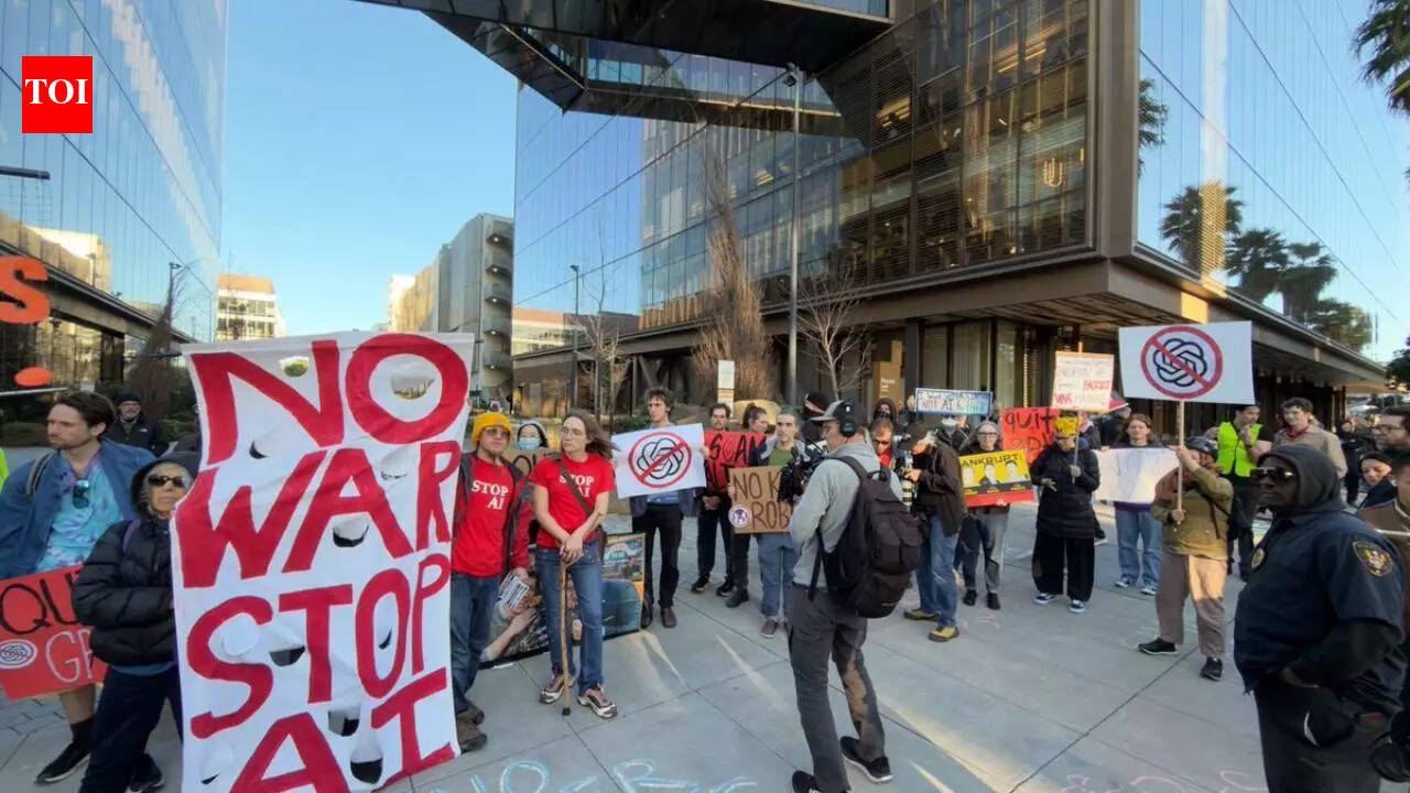 Protests outside Anthropic, OpenAI and xAI offices in San Francisco; organisers said that they want company CEOs to publicly commit to ...